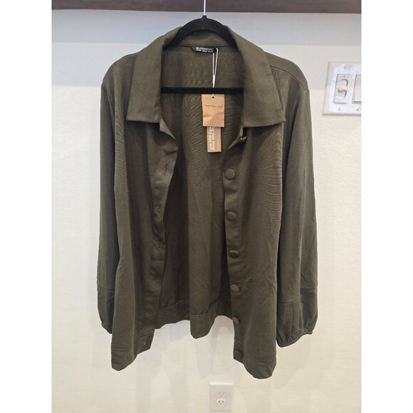 BloomChic Olive Green Button-Up Cardigan Jacket US 18-20 - Picture 2 of 4
